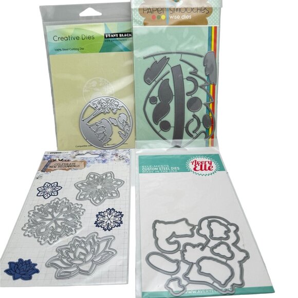 Christmas Holiday Set of 4 Metal Cutting Dies For Crafting & Card Making - Picture 1 of 10